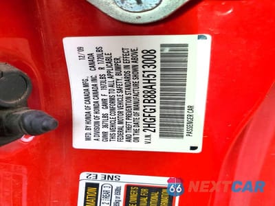 Zdjęcie 13 z 13 samochodu: 2010 HONDA CIVIC EX VIN:2HGFG1B88AH513008 - miniatura