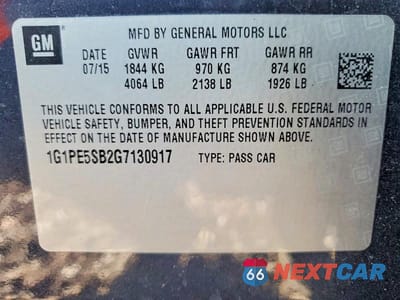 Zdjęcie 12 z 12 samochodu: 2016 CHEVROLET CRUZE LIMITED LT VIN:1G1PE5SB2G7130917 - miniatura