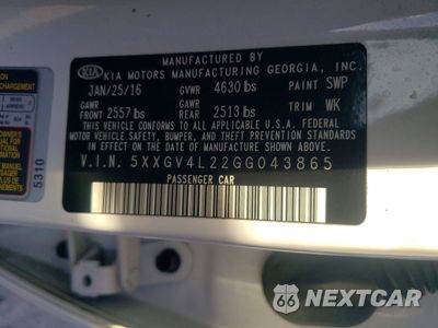 Zdjęcie 12 z 13 samochodu: 2016 KIA OPTIMA SXL VIN:5XXGV4L22GG043865 - miniatura