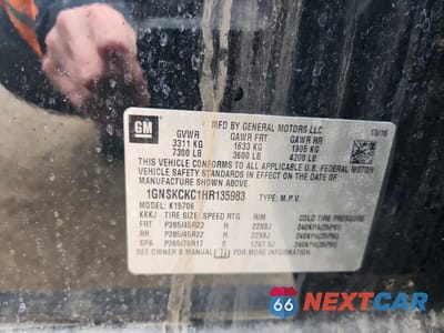 Zdjęcie 13 z 13 samochodu: 2017 CHEVROLET TAHOE K1500 PREMIER VIN:1GNSKCKC1HR135983 - miniatura