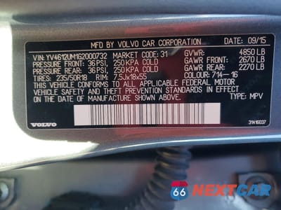 Zdjęcie 12 z 12 samochodu: 2016 VOLVO S60 CROSS COUNTRY T5 VIN:YV4612UM1G2000732 - miniatura