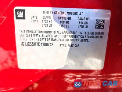 Zdjęcie 12 z 12 samochodu: 2013 CHEVROLET SONIC LT VIN:1G1JC5SH7D4180242 - miniatura