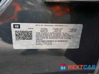 Zdjęcie 12 z 12 samochodu: 2018 CHEVROLET CRUZE LT VIN:1G1BE5SM7J7206957 - miniatura