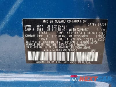 Zdjęcie 13 z 13 samochodu: 2025 SUBARU CROSSTREK WILDERNESS VIN:4S4GUHU6XS3767030 - miniatura