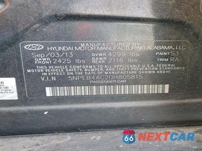 Zdjęcie 12 z 12 samochodu: 2013 HYUNDAI SONATA GLS VIN:5NPEB4AC2DH805815 - miniatura