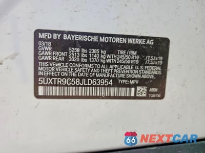 Zdjęcie 13 z 13 samochodu: 2018 BMW X3 XDRIVE30I VIN:5UXTR9C58JLD63954 - miniatura