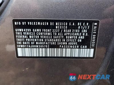 Zdjęcie 12 z 12 samochodu: 2017 VOLKSWAGEN JETTA SPORT VIN:3VWD17AJ8HM305752 - miniatura