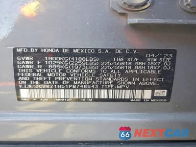 Zdjęcie 13 z 13 samochodu: 2023 HONDA HR-V SPORT VIN:3CZRZ1H51PM746543 - miniatura