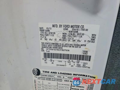 Zdjęcie 12 z 12 samochodu: 2012 FORD F150 SUPERCREW VIN:1FTFW1ET6CFB27936 - miniatura