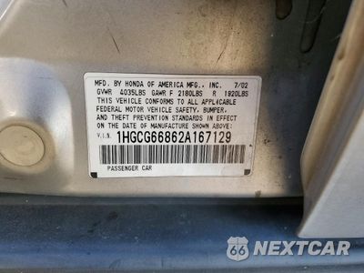 Zdjęcie 12 z 13 samochodu: 2002 HONDA ACCORD EX VIN:1HGCG66862A167129 - miniatura