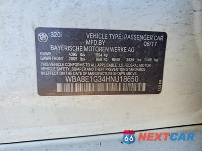 Zdjęcie 12 z 12 samochodu: 2017 BMW 320 I VIN:WBA8E1G34HNU18650 - miniatura
