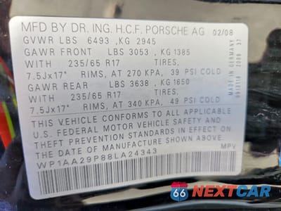 Zdjęcie 13 z 13 samochodu: 2008 PORSCHE CAYENNE VIN:WP1AA29P88LA24343 - miniatura