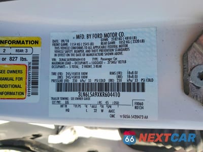 Zdjęcie 13 z 14 samochodu: 2019 LINCOLN MKZ VIN:3LN6L5A9XKR604410 - miniatura