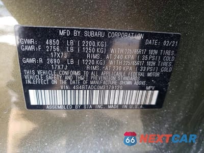 Zdjęcie 13 z 13 samochodu: 2021 SUBARU OUTBACK PREMIUM VIN:4S4BTADC0M3179120 - miniatura