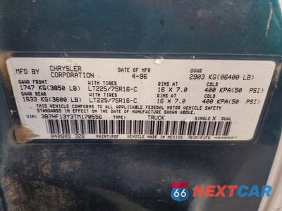 Zdjęcie 12 z 12 samochodu: 1996 DODGE RAM 1500 VIN:3B7HF13Y3TM170556 - miniatura