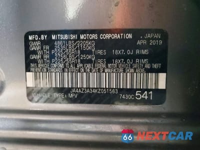 Zdjęcie 14 z 15 samochodu: 2019 MITSUBISHI OUTLANDER SE VIN:JA4AZ3A34KZ051563 - miniatura