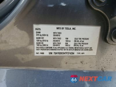 Zdjęcie 12 z 12 samochodu: 2026 TESLA MODEL Y VIN:7SAYGDED4TF374394 - miniatura