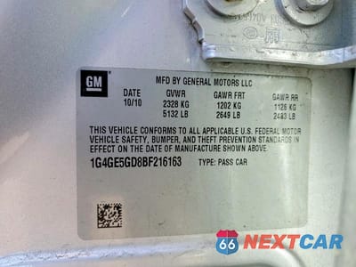 Zdjęcie 12 z 12 samochodu: 2011 BUICK LACROSSE CXS VIN:1G4GE5GD8BF216163 - miniatura