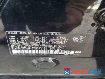 Zdjęcie 13 z 13 samochodu: 2022 HONDA HR-V SPORT VIN:3CZRU5H17NM710128 - miniatura