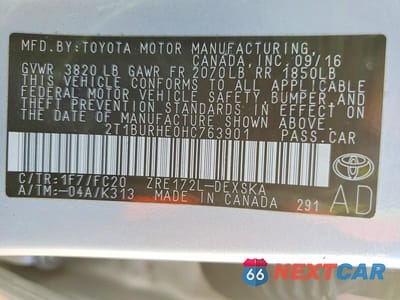 Zdjęcie 13 z 13 samochodu: 2017 TOYOTA COROLLA VIN:2T1BURHE0HC763901 - miniatura