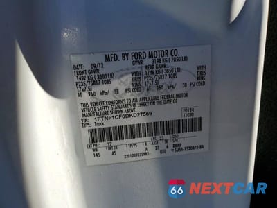 Zdjęcie 12 z 12 samochodu: 2013 FORD F150 VIN:1FTNF1CF6DKD27569 - miniatura