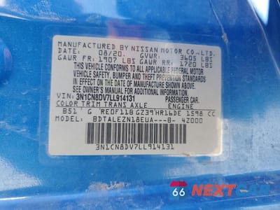 Zdjęcie 12 z 12 samochodu: 2020 NISSAN VERSA S VIN:3N1CN8DV7LL914131 - miniatura