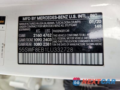 Zdjęcie 12 z 12 samochodu: 2020 MERCEDES-BENZ C 300 4MATIC VIN:55SWF8EB1LU332728 - miniatura