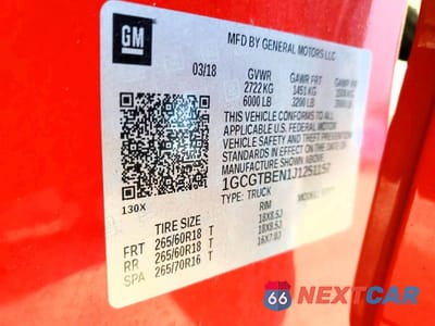 Zdjęcie 12 z 13 samochodu: 2018 CHEVROLET COLORADO VIN:1GCGTBEN1J1251157 - miniatura
