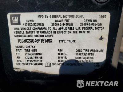 Zdjęcie 13 z 13 samochodu: 2006 CHEVROLET SILVERADO C2500 HEAVY DUTY VIN:1GCHC23U46F151403 - miniatura