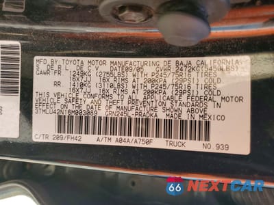 Zdjęcie 12 z 13 samochodu: 2006 TOYOTA TACOMA DOUBLE CAB VIN:3TMLU42N16M003089 - miniatura