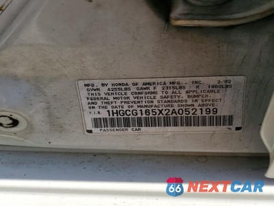 Zdjęcie 12 z 12 samochodu: 2002 HONDA ACCORD EX VIN:1HGCG165X2A052199 - miniatura