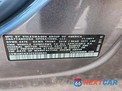 Zdjęcie 13 z 13 samochodu: 2012 VOLKSWAGEN PASSAT S VIN:1VWAH7A31CC028534 - miniatura