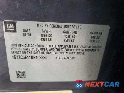 Zdjęcie 13 z 13 samochodu: 2011 CHEVROLET MALIBU 1LT VIN:1G1ZC5E11BF102820 - miniatura