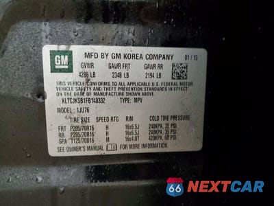 Zdjęcie 13 z 13 samochodu: 2015 CHEVROLET TRAX LS VIN:KL7CJKSB1FB140332 - miniatura