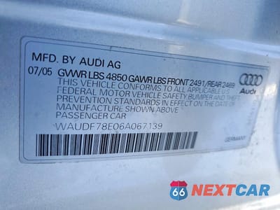 Zdjęcie 12 z 12 samochodu: 2006 AUDI A4 2.0T QUATTRO VIN:WAUDF78E06A067139 - miniatura