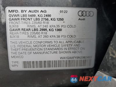 Zdjęcie 13 z 13 samochodu: 2022 AUDI Q5 PREMIUM 45 VIN:WA1GAAFY9N2062453 - miniatura