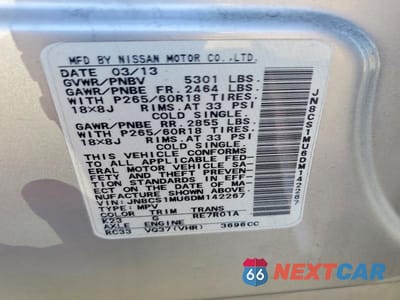 Zdjęcie 12 z 12 samochodu: 2013 INFINITI FX37 VIN:JN8CS1MU6DM142267 - miniatura