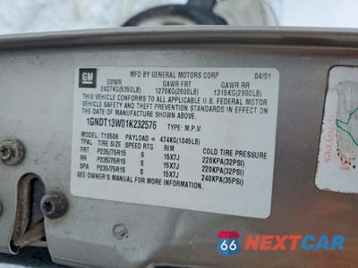 Zdjęcie 13 z 13 samochodu: 2001 CHEV BLAZER VIN:1GNDT13W01K232576 - miniatura