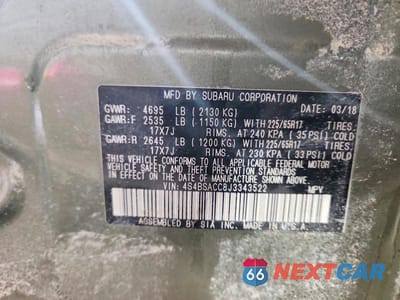 Zdjęcie 12 z 12 samochodu: 2018 SUBARU OUTBACK 2.5I PREMIUM VIN:4S4BSACC8J3343522 - miniatura