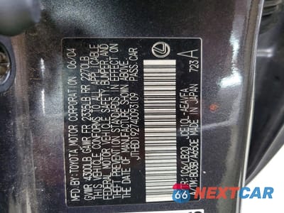 Zdjęcie 12 z 12 samochodu: 2004 LEXUS IS 300 BASE VIN:JTHBD192740093109 - miniatura