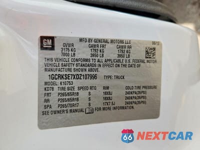 Zdjęcie 13 z 13 samochodu: 2013 CHEVROLET SILVERADO K1500 LT VIN:1GCRKSE7XDZ107996 - miniatura