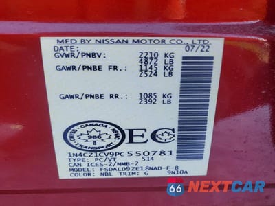Zdjęcie 13 z 13 samochodu: 2023 NISS LEAF SV PLUS VIN:1N4CZ1CV9PC550781 - miniatura