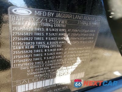 Zdjęcie 13 z 13 samochodu: 2019 LAND ROVER RANGE ROVER SUPERCHARGED VIN:SALGS2RE6KA516372 - miniatura