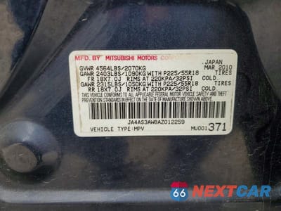 Zdjęcie 14 z 14 samochodu: 2010 MITSUBISHI OUTLANDER SE VIN:JA4AS3AW8AZ012259 - miniatura
