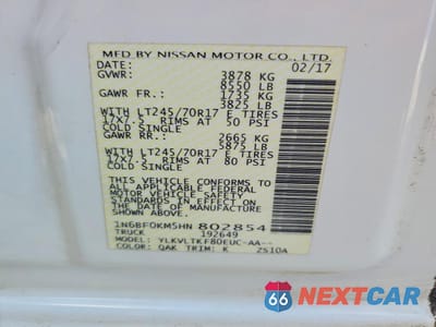 Zdjęcie 13 z 13 samochodu: 2017 NISSAN NV 1500 DELIVERY VAN VIN:1N6BF0KM5HN802854 - miniatura