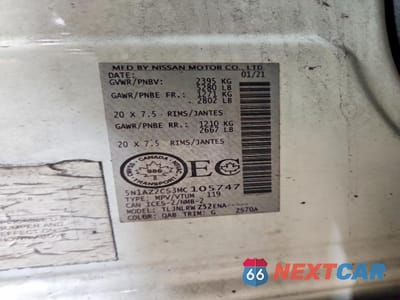 Zdjęcie 13 z 13 samochodu: 2021 NISSAN MURANO SL VIN:5N1AZ2CS3MC105747 - miniatura