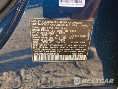 Zdjęcie 14 z 14 samochodu: 2023 VOLKSWAGEN ATLAS SE VIN:1V2WR2CA5PC522128 - miniatura
