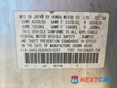 Zdjęcie 12 z 12 samochodu: 2006 ACURA TSX VIN:JH4CL96906C016297 - miniatura