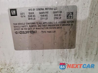 Zdjęcie 12 z 12 samochodu: 2015 CHEVROLET MALIBU 1LT VIN:1G11C5SL3FF189967 - miniatura