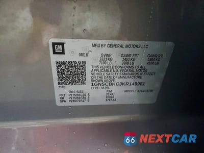 Zdjęcie 13 z 13 samochodu: 2019 CHEVROLET TAHOE C1500 LT VIN:1GNSCBKC3KR149981 - miniatura